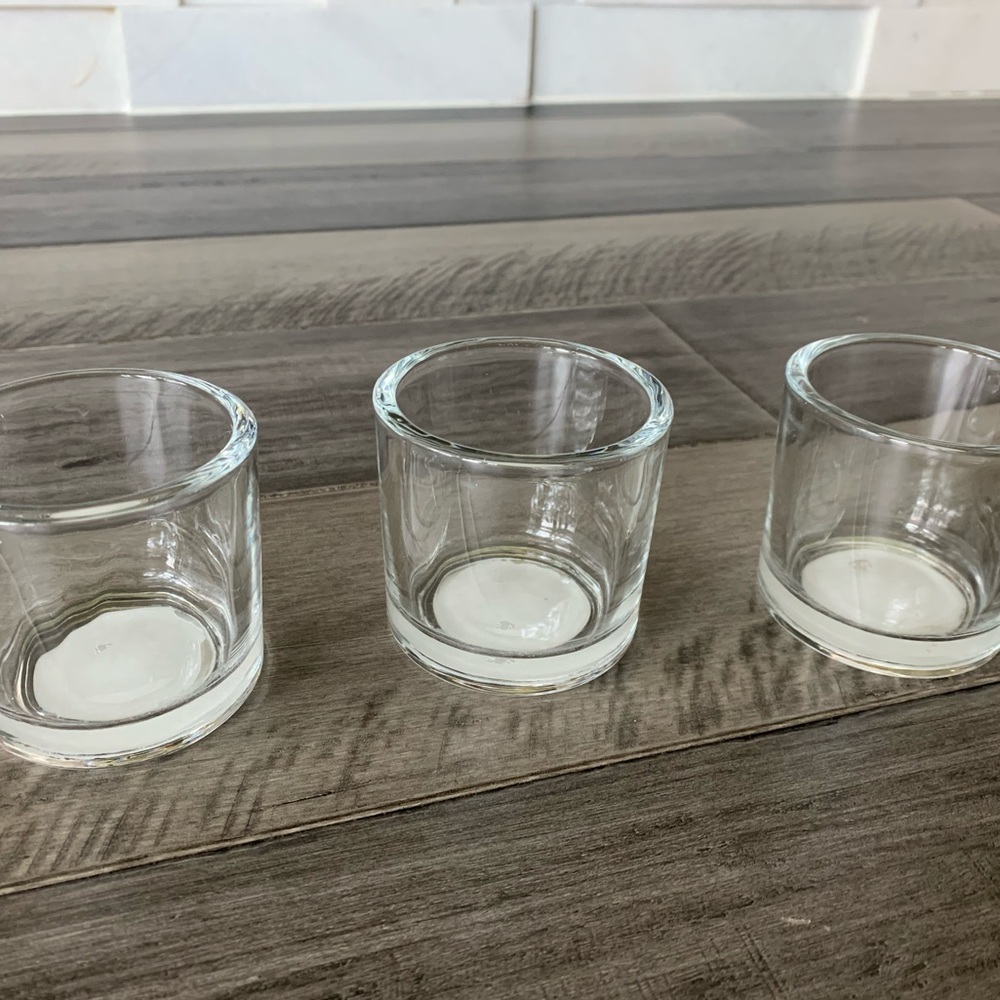 Set of 3 Clear Glass Votive Candle Holders